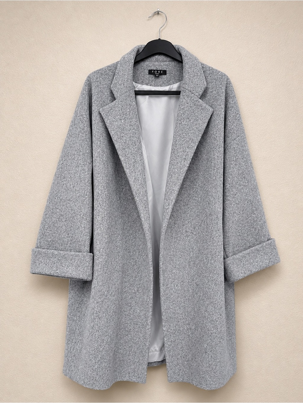 FORE Light Gray Open-Front Trench Coat